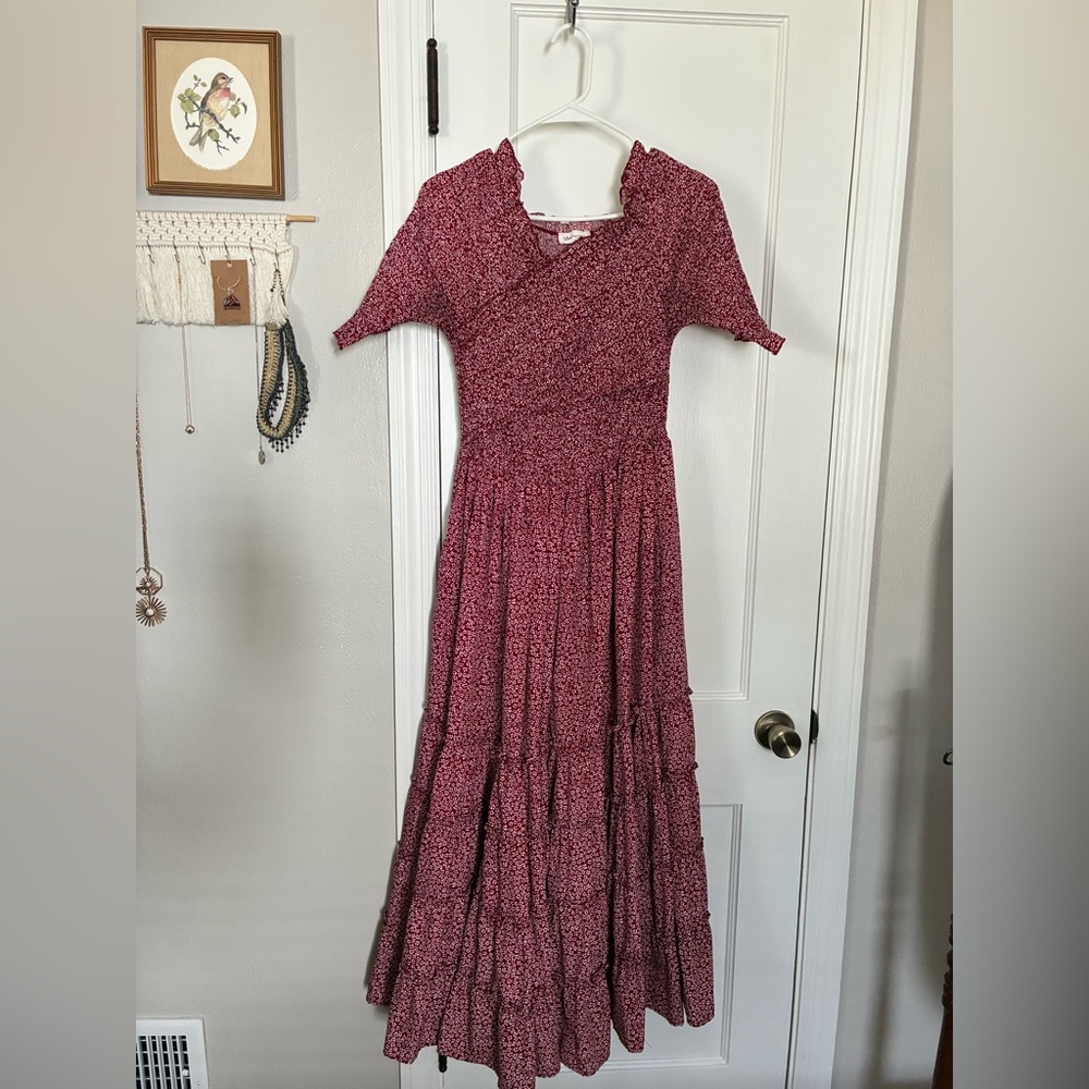 Lucy Avenue | Smocked Floral Red Dress